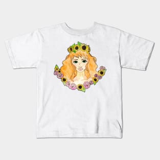 Seasonal flower girls- Summer Kids T-Shirt